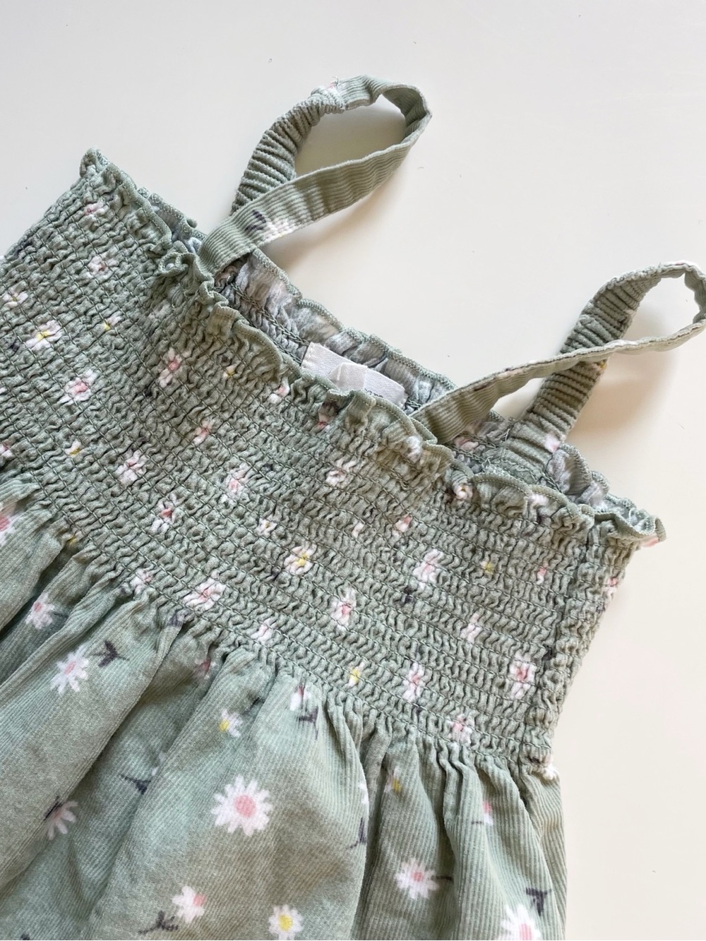 Angel Dear Organic Corduroy Smocked Floral Sundress Dress | 3T